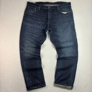 Polo Ralph Lauren Hampton Straight Selvedge Jeans Men 42x32 Blue Faded Raw Denim